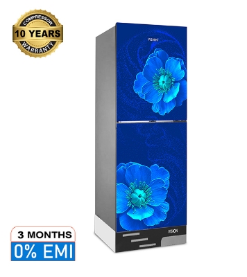 Buy VISION Glass Door Refrigerator RE-160 Liter Blue Flax Flower Bottom Mount at Best Price in Bangladesh	