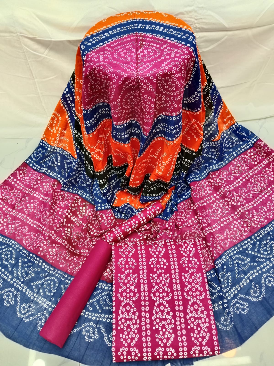 Picture of Premium Quality Chundri Print Unstitched Three Piece Shalwar Kameez With Latest Design