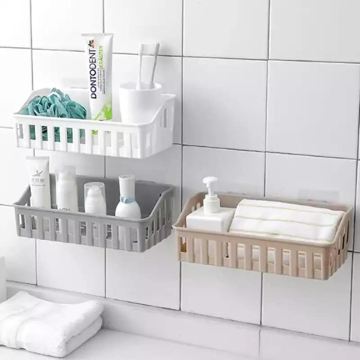 Picture of Bathroom Shelf Bathroom Adhesive Storage Rack Kitchen Home Decoration Corner Shower Shelf Rack Storage Rack Accessories