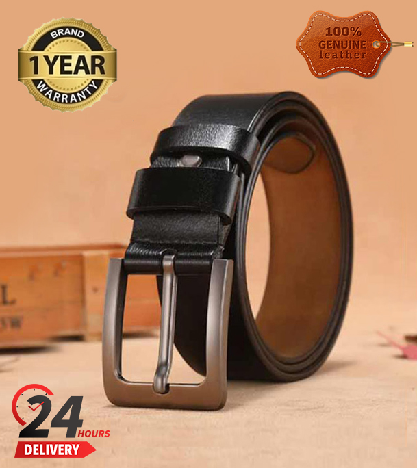 Picture of Genuine Leather Belt Black Color With Square Style Genuine Leather