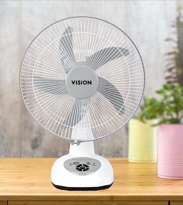 Buy VISION Rechargeable Table Fan 14''(White) USB Charger Online at Best Price