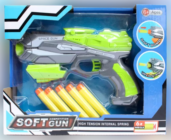 Buy Soft Competition Nerf G.un Space G.un Bundle With 5 PCs Nerf Bullets Soft Target Set Toys For Kids at Best Price In Bangladesh