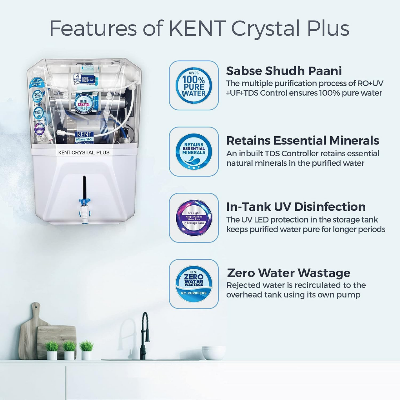 Buy Kent Crystal Plus RO + UV + UF + TDS Control + in-Tank UV Water Purifier 11 Liter 20 L/hr Water Purification at Best Price In Bangladesh