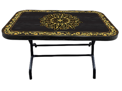 Buy Dining Table 4 Seat Semi Rtg SL Print Canvas- Black at Best Price in Bangladesh
