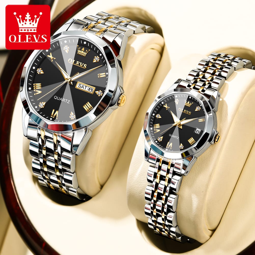 Buy  OLEVES 9931 Luxury Quartz Movement Couple Watch Set  at best price In Bangladesh