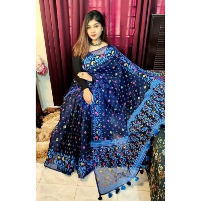 Buy Dhupian Half Silk Skin Print Saree For Women - Multicolor - PP-209 at Best Price In Bangladesh
