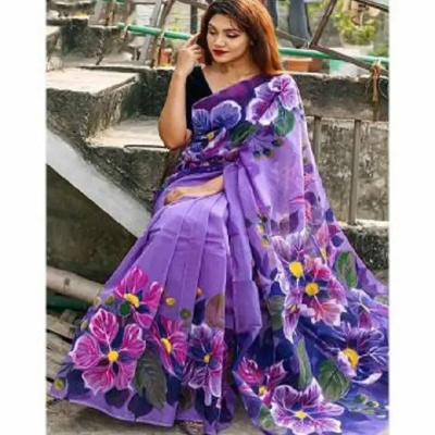 Buy Dhupian Half Silk Skin Print Saree For Women - Multicolor - PP-234 at best price In Bangladesh