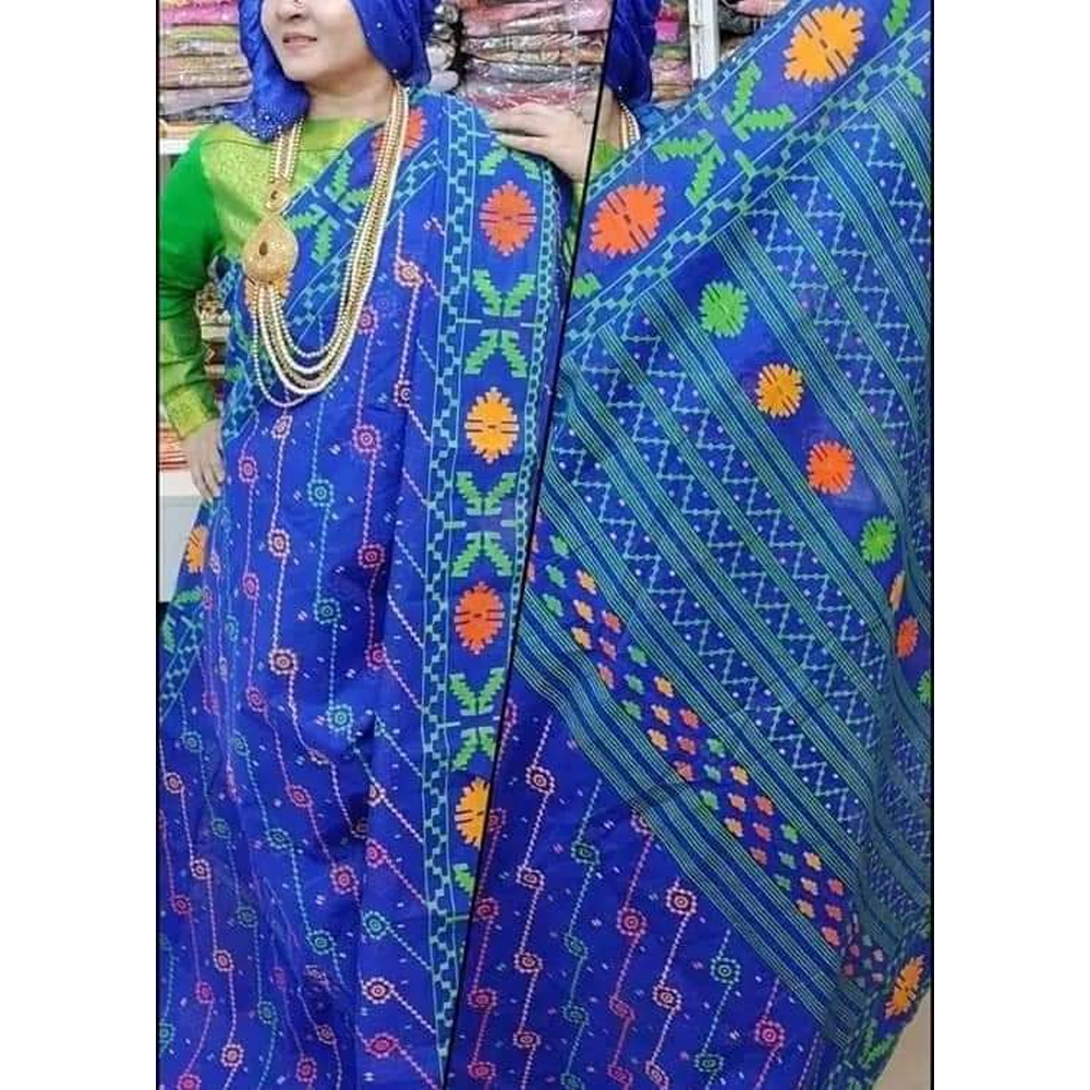 Buy Dhupian Half Silk Skin Print Saree For Women - Multicolor - PP-213 at Best Price In Bangladesh