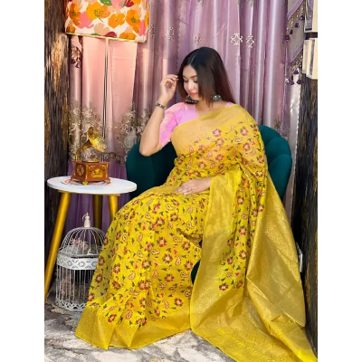 Buy Dhupian Half Silk Skin Print Saree For Women - Multicolor - PP-214 at Best Price In Bangladesh