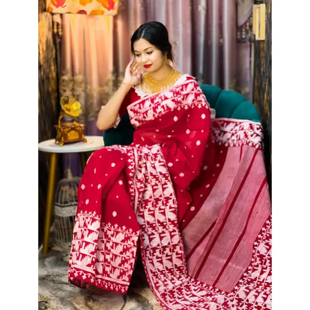 Buy Dhupian Half Silk Skin Print Saree For Women - Multicolor - PP-217 at Best Price In Bangladesh