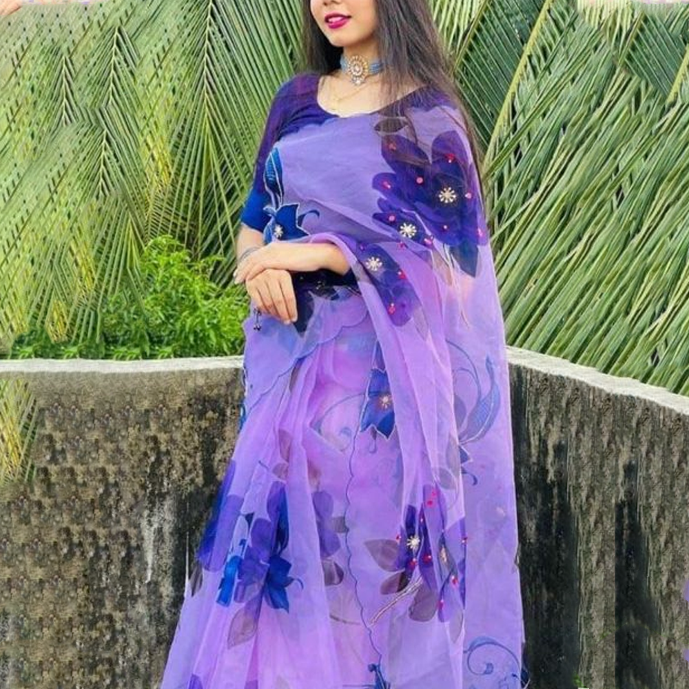 Buy Dhupian Half Silk Skin Print Saree For Women - Multicolor - PP-227 at Best Prices in Bangladesh