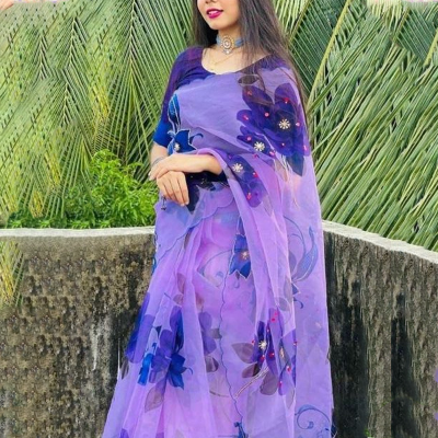 Buy Dhupian Half Silk Skin Print Saree For Women - Multicolor - PP-227 at Best Prices in Bangladesh
