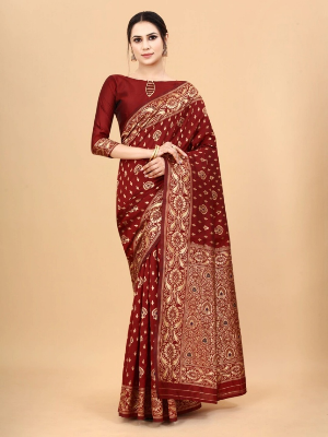 Buy Stylish & Glorious Printed Silk Saree With Blouse Piece - MN-735 at Best Price In Bangladesh
