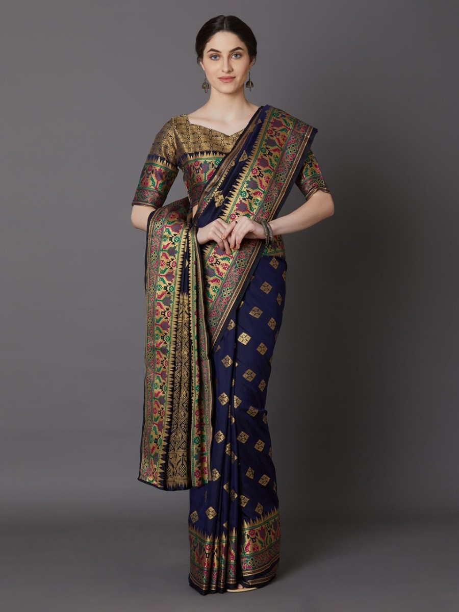 Buy Stylish & Glorious Printed Silk Saree With Blouse Piece - MN-702Online at Best Price In Bangladesh