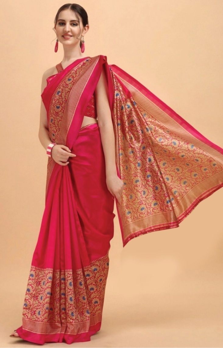 Buy Women's Stylish & Glorious Printed Silk Saree With Blouse Piece - MN-752 Online at Best Price In Bangladesh