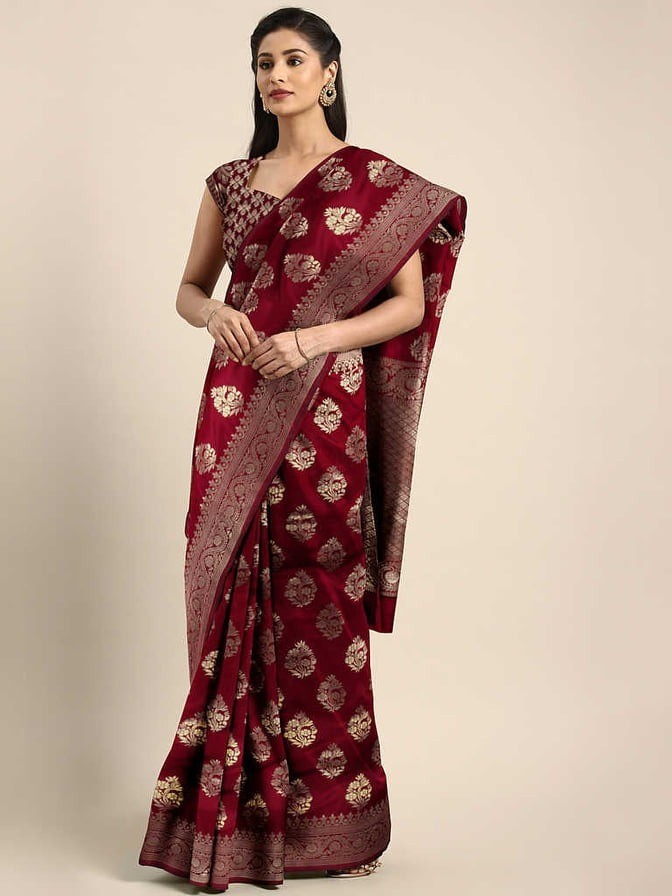 Buy Stylish & Glorious Printed Silk Saree With Blouse Piece  at Best Price In Bangladesh