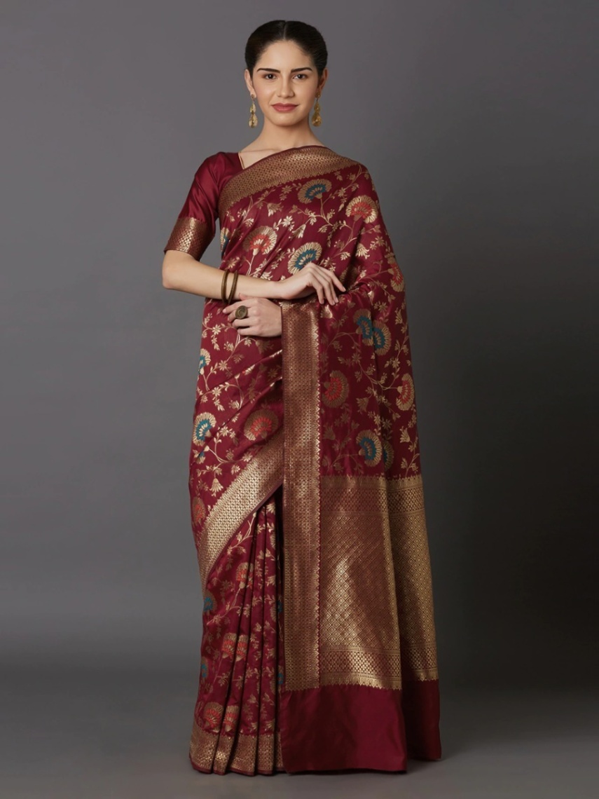 Buy Women's Stylish & Glorious Printed Silk Saree With Blouse Piece - MN-754 Online at Best Price In Bangladesh