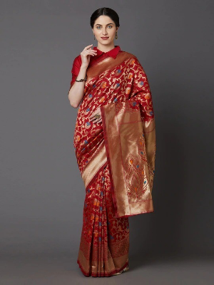 Buy Women's Stylish & Glorious Printed Silk Saree With Blouse Piece - MN-755 Online at Best Price In Bangladesh