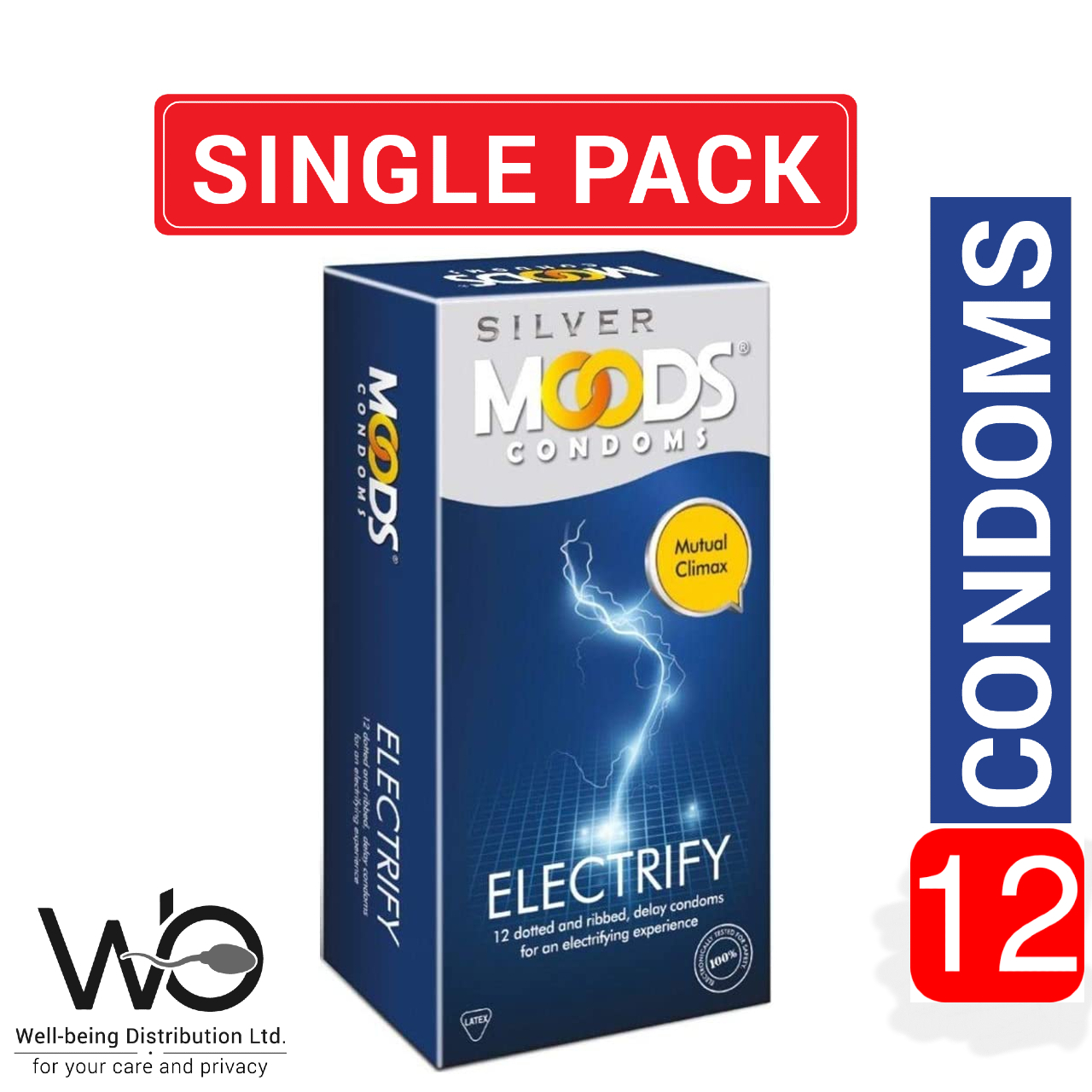 Picture of Moods Electrify / Strawberry & Chocolate Dotted & Ribbed Condom 12pcs Pack (Made in India)