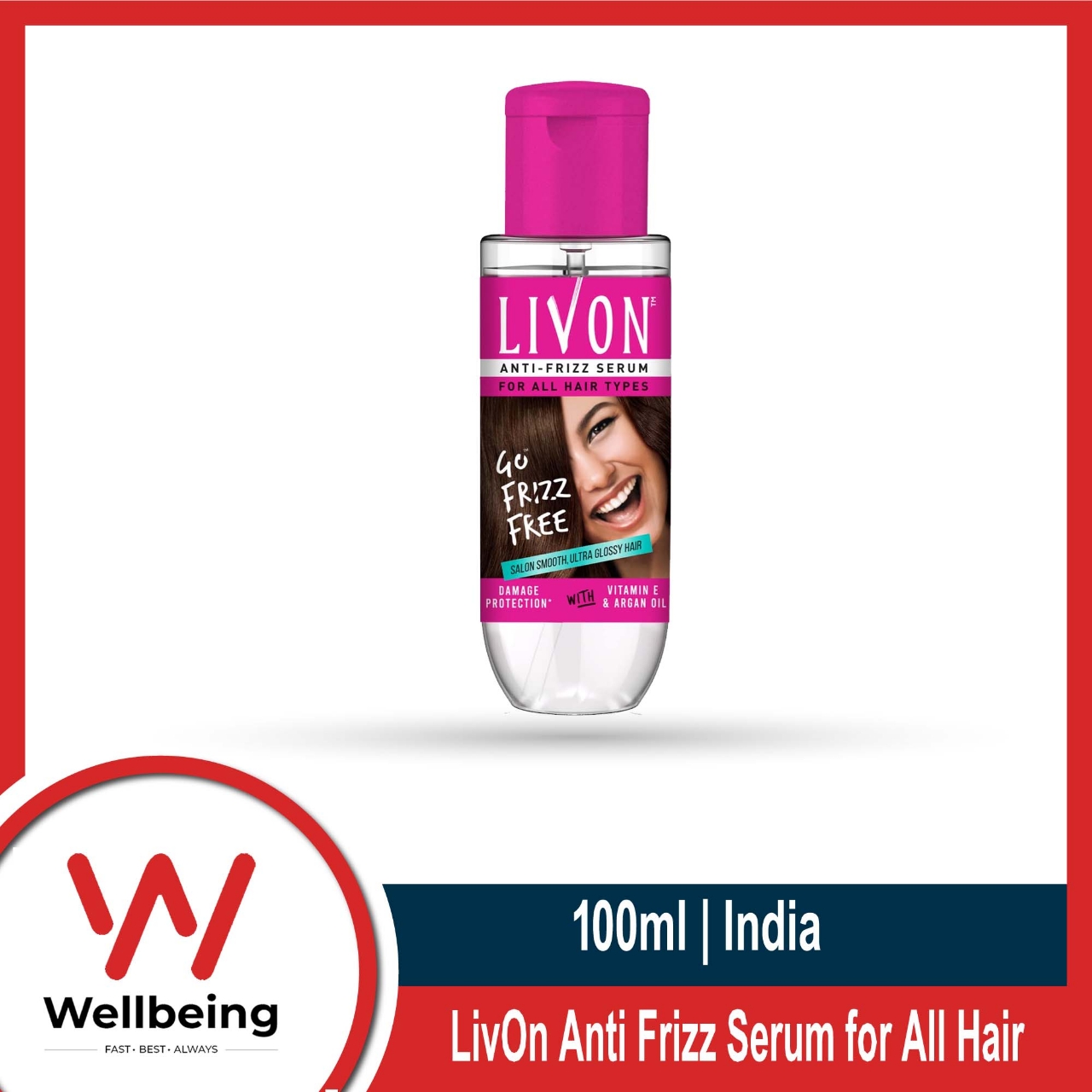Picture of LivOn Anti Frizz Serum for All Hair Types 100ml/ 45ml/ 20ml - Product of India