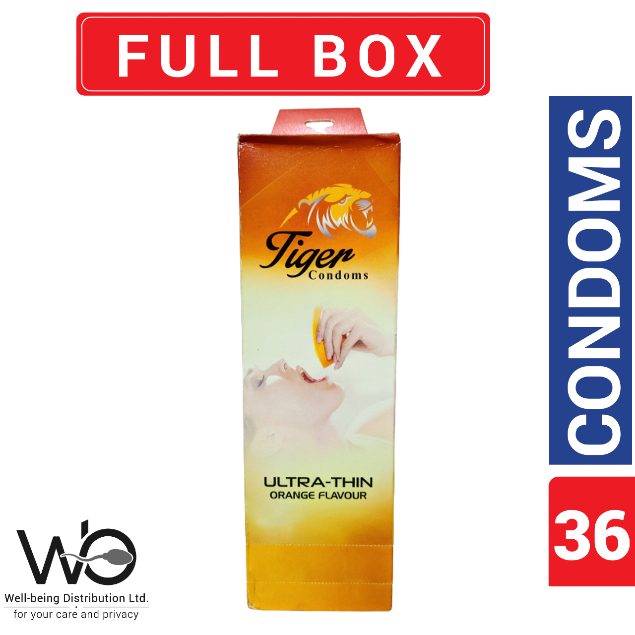 Picture of Tiger - Ultra Thin Orange Flavour Condom - Full Box - 3x12 - 36pcs (টাইগার অরেঞ্জ কনডম)