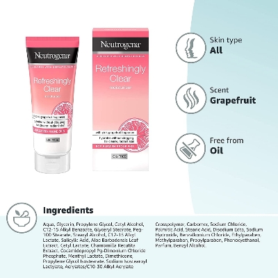 Picture of Neutrogena Moisture Cream - Refreshingly Clear Oil-Free Moisturiser with Grapefruit Scent  - 50ml