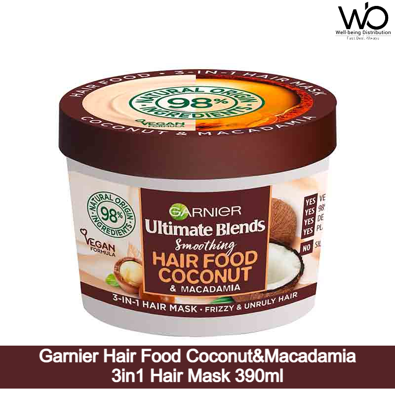 Picture of Garnier Ultimate Blends Smoothing Hair Food Coconut & Macadamia 3 In 1 Frizzy And Unruly Hair Mask 390ml (International)