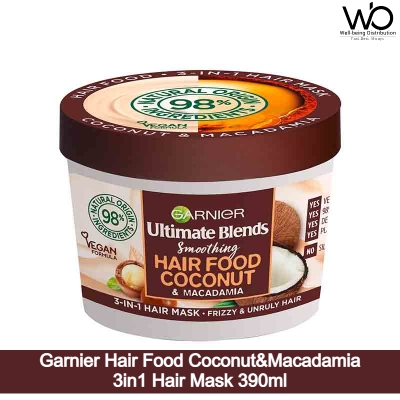 Picture of Garnier Ultimate Blends Smoothing Hair Food Coconut & Macadamia 3 In 1 Frizzy And Unruly Hair Mask 390ml (International)