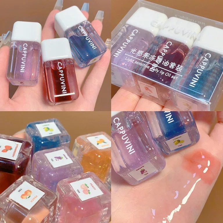 Picture of Cappuvini 3pcs Light Sensitive Jelly Lip Oil Set Lip Care
