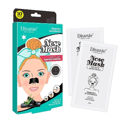 Picture of Disunie 10pcs Deep Cleansing Bamboo Charcoal Blackhead Nose Pore Cleaning Blackheads Remover Nose Patch Mask Sheet