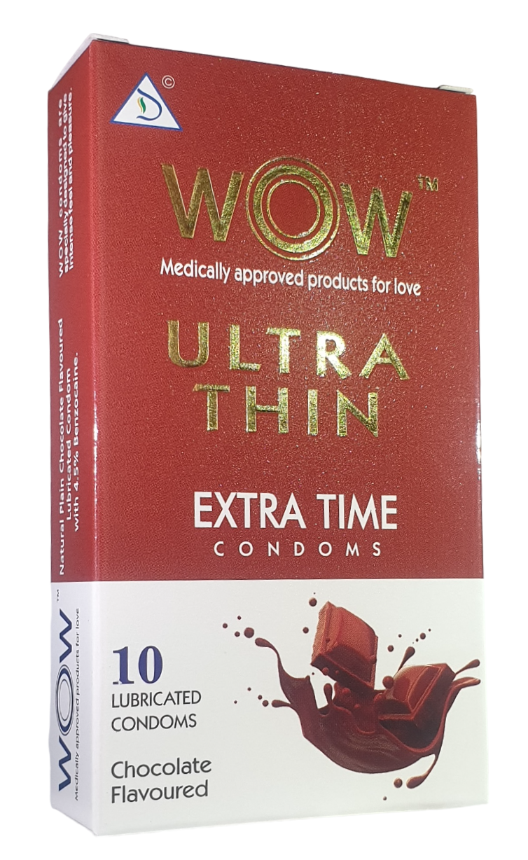 Picture of WOWCondom Ultra Thin Extra Time Chocolate Condom for Men 10pcs Pack | India