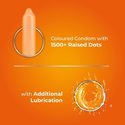 Picture of Skore Condom for Men Banana & Orange Flavor Condom 3pcs x 2 Pack with 1500+ Raised Dots | India