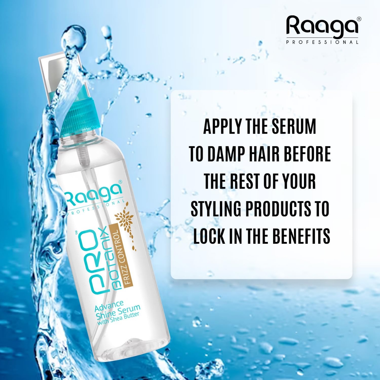 Picture of Raaga Professional Probotanix Frizz Control Hair Serum 100ml for Hair Smoothing with Shea Butter, Anti Frizz Serum for Hair