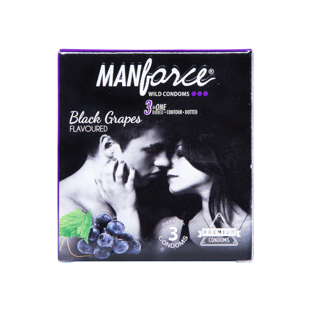 Picture of Manforce Dotted Black Grapes Flavored Condom Combo Pack - 2 Pack - 3x2=6pcs