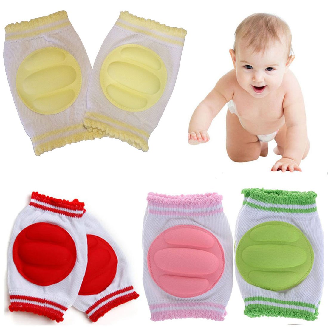 Picture of Baby Knee & Elbow Pads - Non Slip Pads for Crawling Infants / Toddlers / Baby Knee & Elbow Pads Protector Safety Pads for Baby Boy & Girl - 1 Pair (Multicolor)