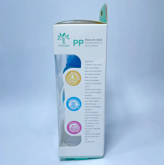 Picture of Baby Feeder Bottle Minitree Regular Neck Feeding Plastic Bottle With Handle 6m+ 240ml Multicolor Available