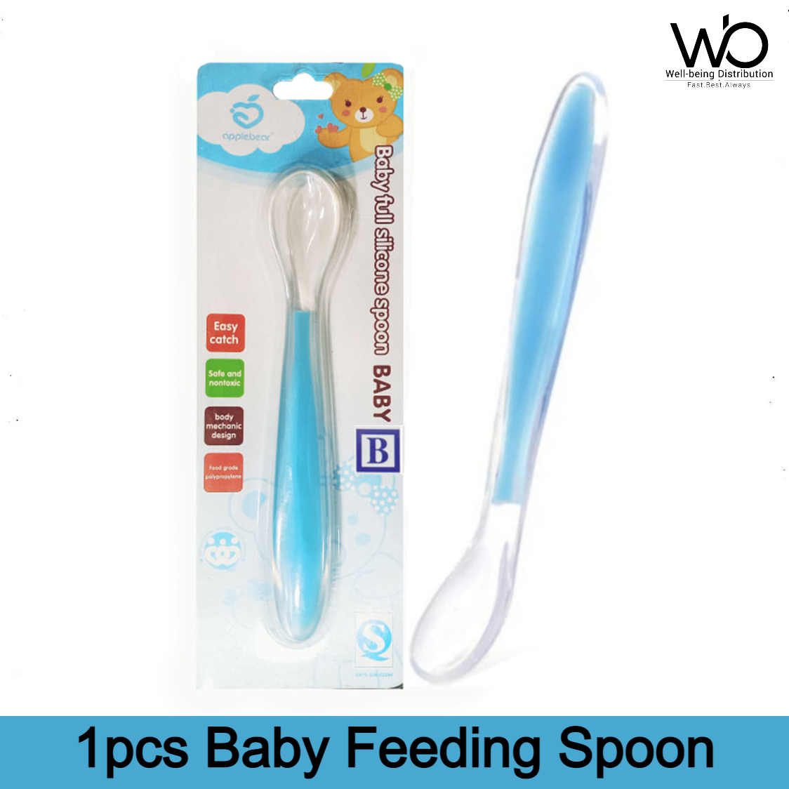 Picture of Applebear 1pcs Baby Feeding Spoon - Soft Silicone Spoon 1pcs - Multicolor Available