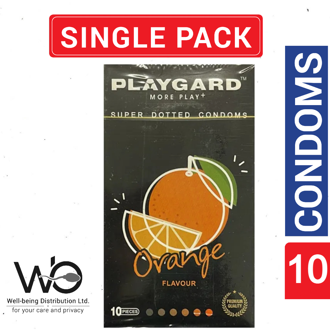 Picture of Playgard Condom Orange Flavor Super Dotted Condom 10s Pack (Made in India)