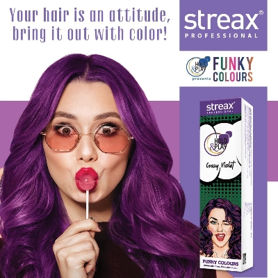 Picture of Streax Professional Hold and Play Funky Hair Colour Crazy Violet (100gm)