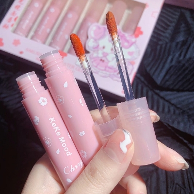 Picture of KEKE MOOD 6pcs Set Sakura Rabbit Water Gloss Mirror Lip Glaze Lipsticks Lip Gloss
