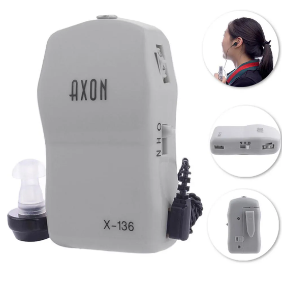 Picture of AXON X-136 Hearing Aid Machine Mini Hearing Aid Machine Pocket Wired Box system for Best Sound Amplifier Receiver Ear Care