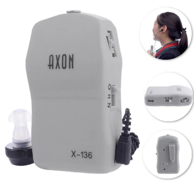 Picture of AXON X-136 Hearing Aid Machine Mini Hearing Aid Machine Pocket Wired Box system for Best Sound Amplifier Receiver Ear Care
