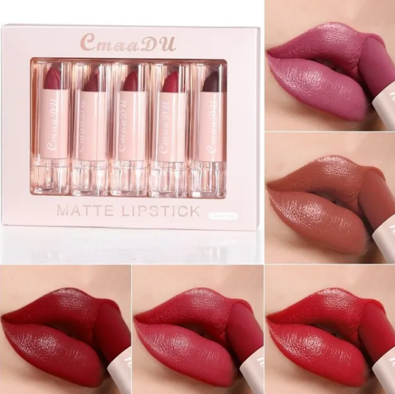 Picture of CmaaDu New 5pcs Set Matte Moisturizing Waterproof Lipstick Matte Lip Gloss Shades 1-15 Available