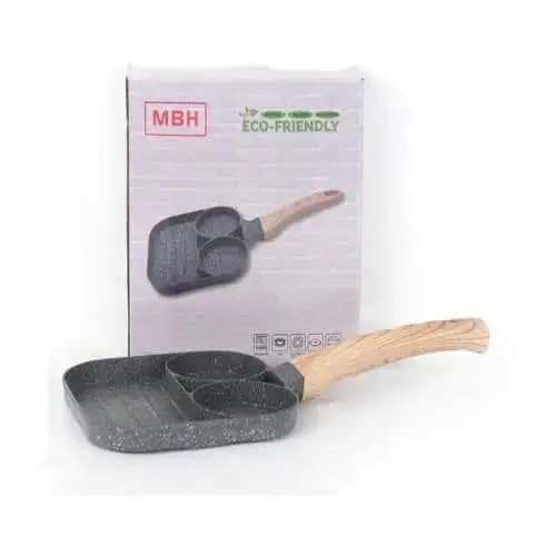 Picture of Non-stick square wooden handle BBQ grill pan,Steak Frying Pan,Non-Stick Frying Pan Wooden Handle Folding,for Kitchen Fry Cooking Steak 20cm-Black