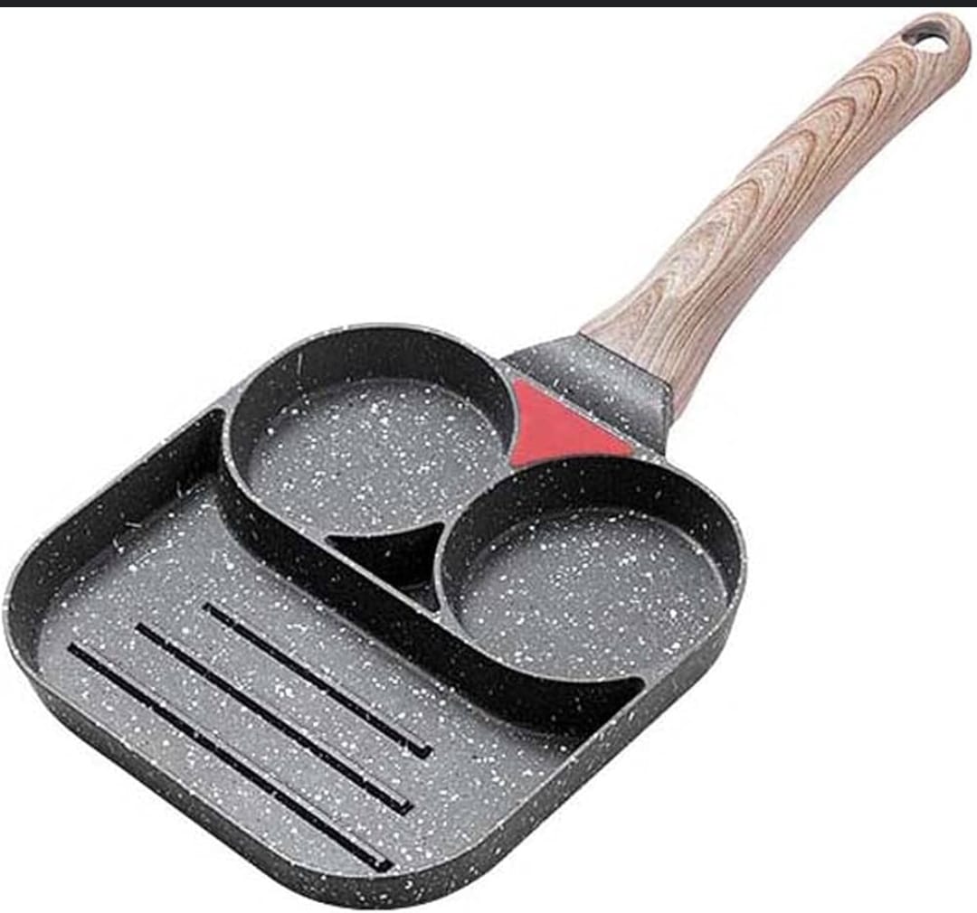 Picture of Non-stick square wooden handle BBQ grill pan,Steak Frying Pan,Non-Stick Frying Pan Wooden Handle Folding,for Kitchen Fry Cooking Steak 20cm-Black
