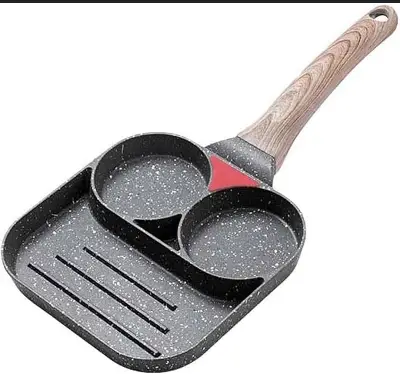 Picture of Non-stick square wooden handle BBQ grill pan,Steak Frying Pan,Non-Stick Frying Pan Wooden Handle Folding,for Kitchen Fry Cooking Steak 20cm-Black