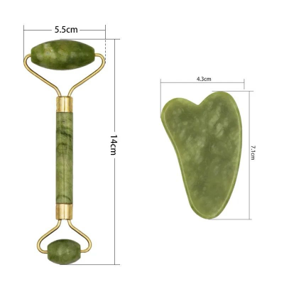 Buy 2pcs Green natural stone jade massage spa roller, Double Head Facial Roller, Gua Sha Set, Jade Facial Roller Massager at Best Prices in Bangladesh
