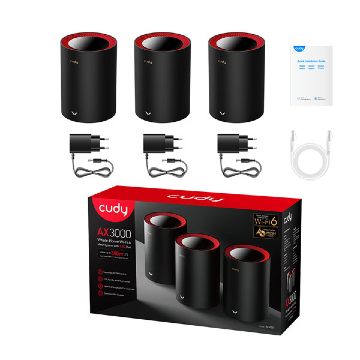 Buy  Cudy M3000 3-Pack AX3000 2.5G Dual Band Wi-Fi 6 Mesh System Router Gigabit  at Best Price In Bangladesh