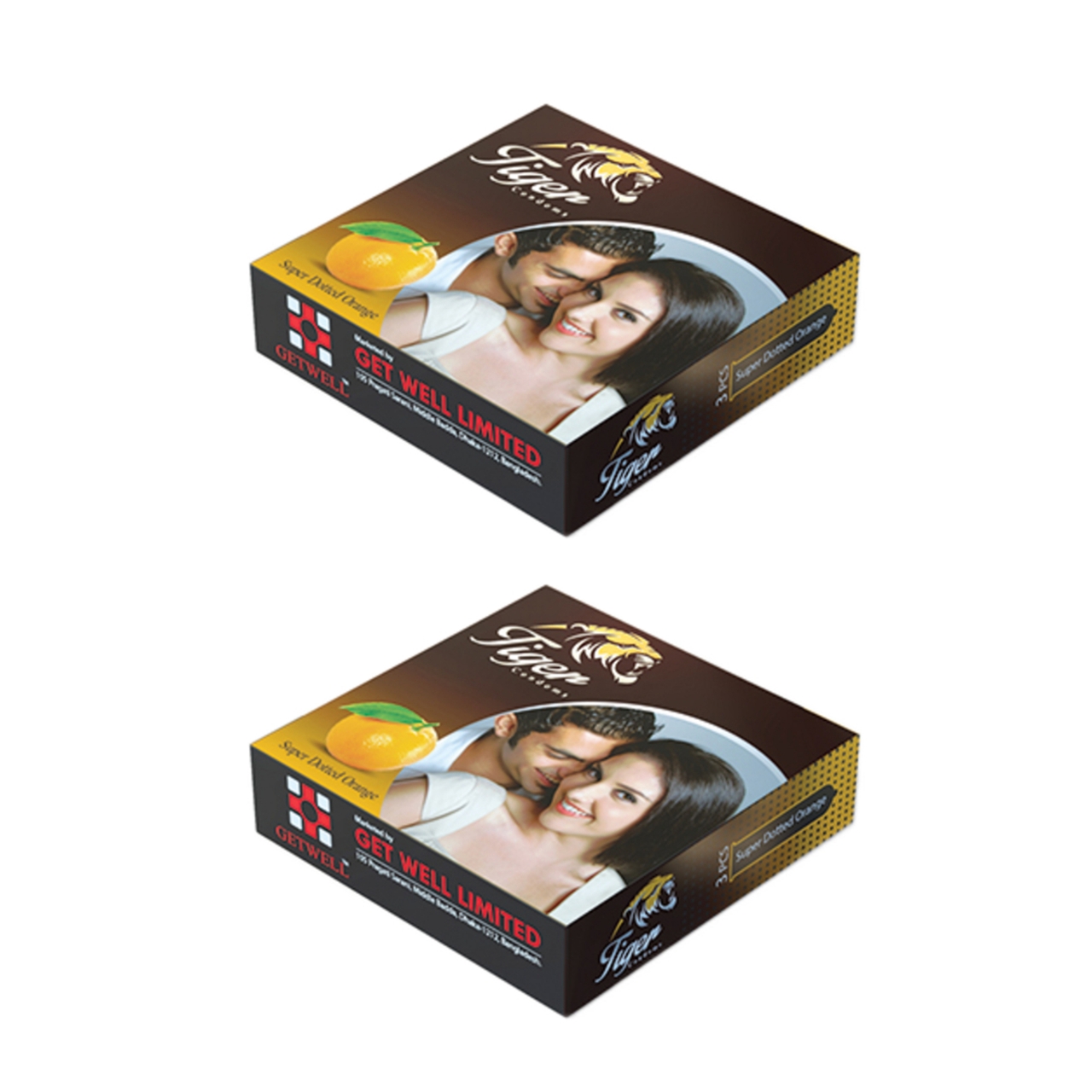 Picture of Tiger Condom-Dotted Orange Flavour - Combo Pack - 2 Packs - 3x2=6pcs