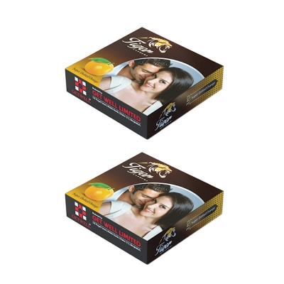 Picture of Tiger Condom-Dotted Orange Flavour - Combo Pack - 2 Packs - 3x2=6pcs